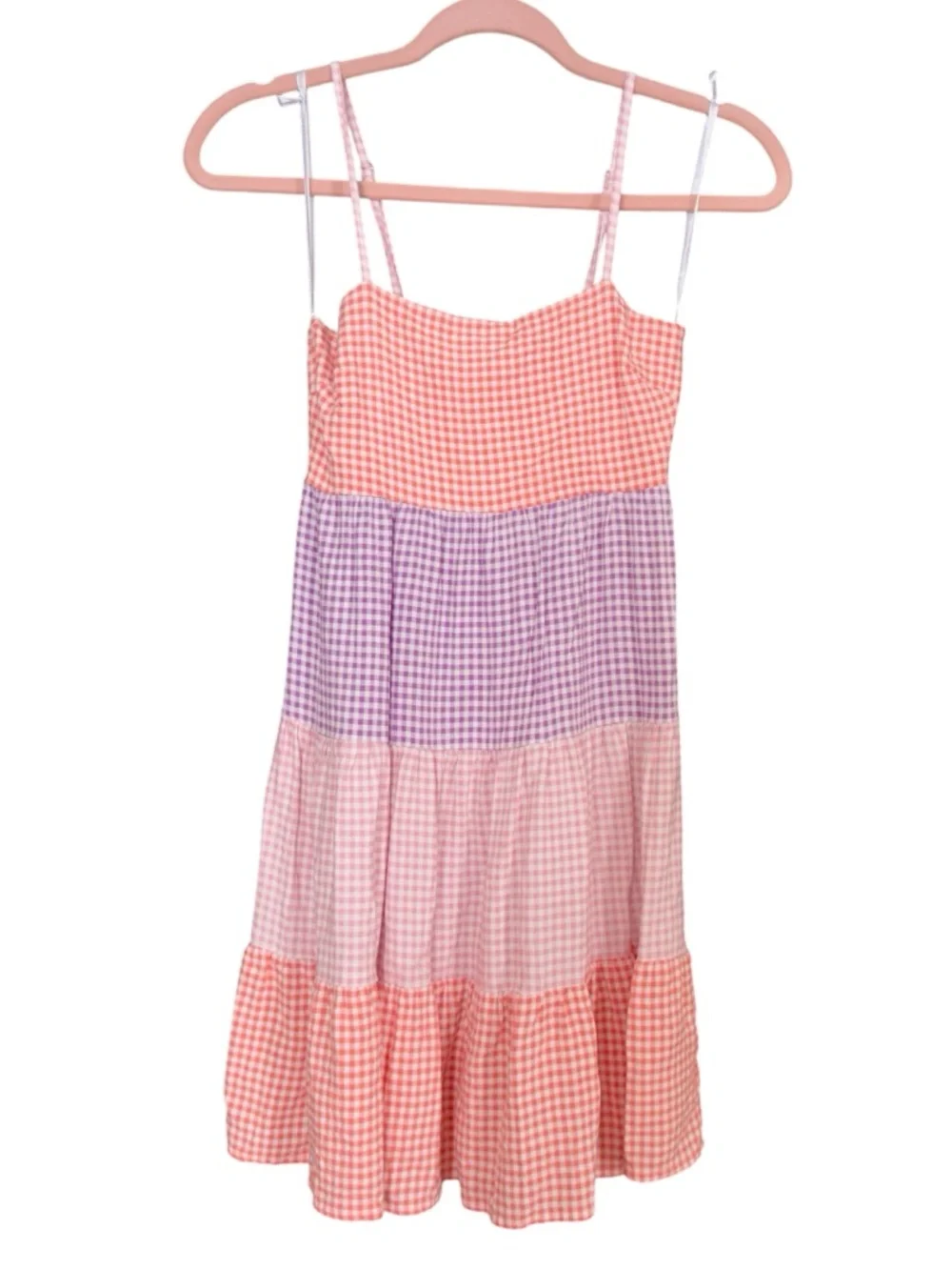 Tiered Gingham Plaid Mini Dress